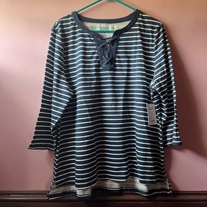 🆕Size XL Navy Striped 3/4 Sleeve Shirt